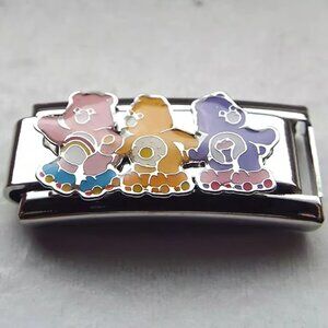 Enamel Care Bears roller skating 9mm stainless steel italian charm super link